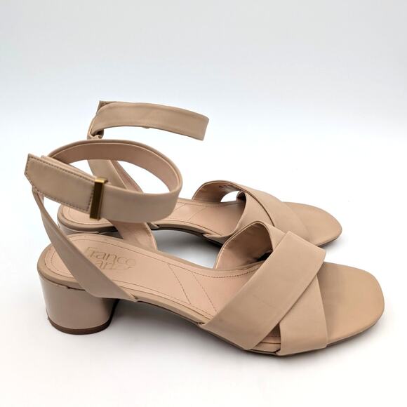 Franco Sarto Noel Open Toe Block Heel Strappy Sandals Tan Size US8.5M EU39 - Picture 3 of 10